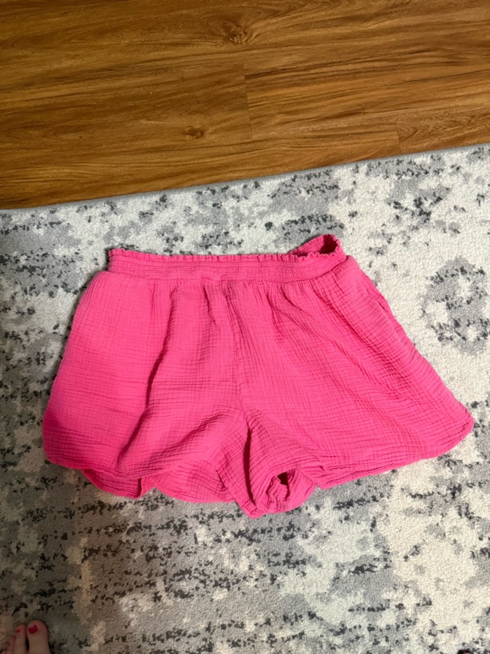 aerie Hot Pink Cotton Gauze Elastic Waist Bike Shorts